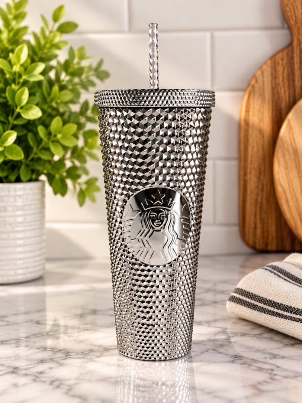 Disney Starbucks Disney100 Studded Platinum Walt Disney World Tumbler 24oz NWT